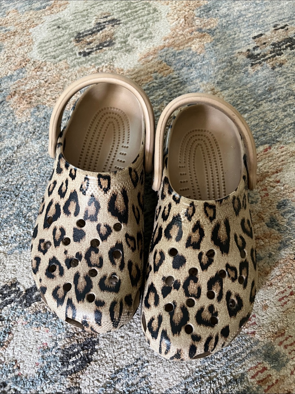 CROCS womens Leopard Print Clogs - Beige and Black - Picture 2 of 6